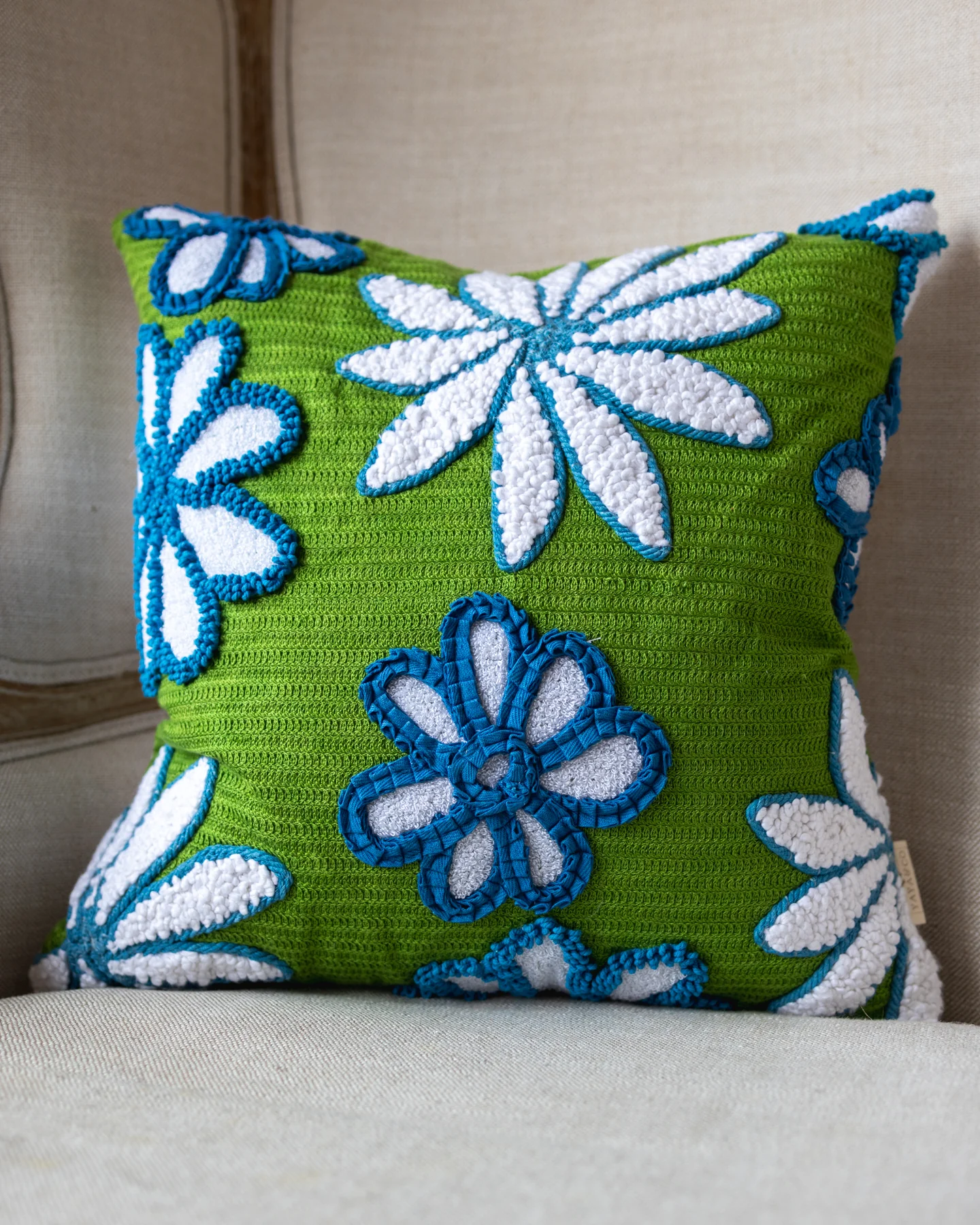 Ashley Organic Cotton Flower Throw Pillow - Image 2