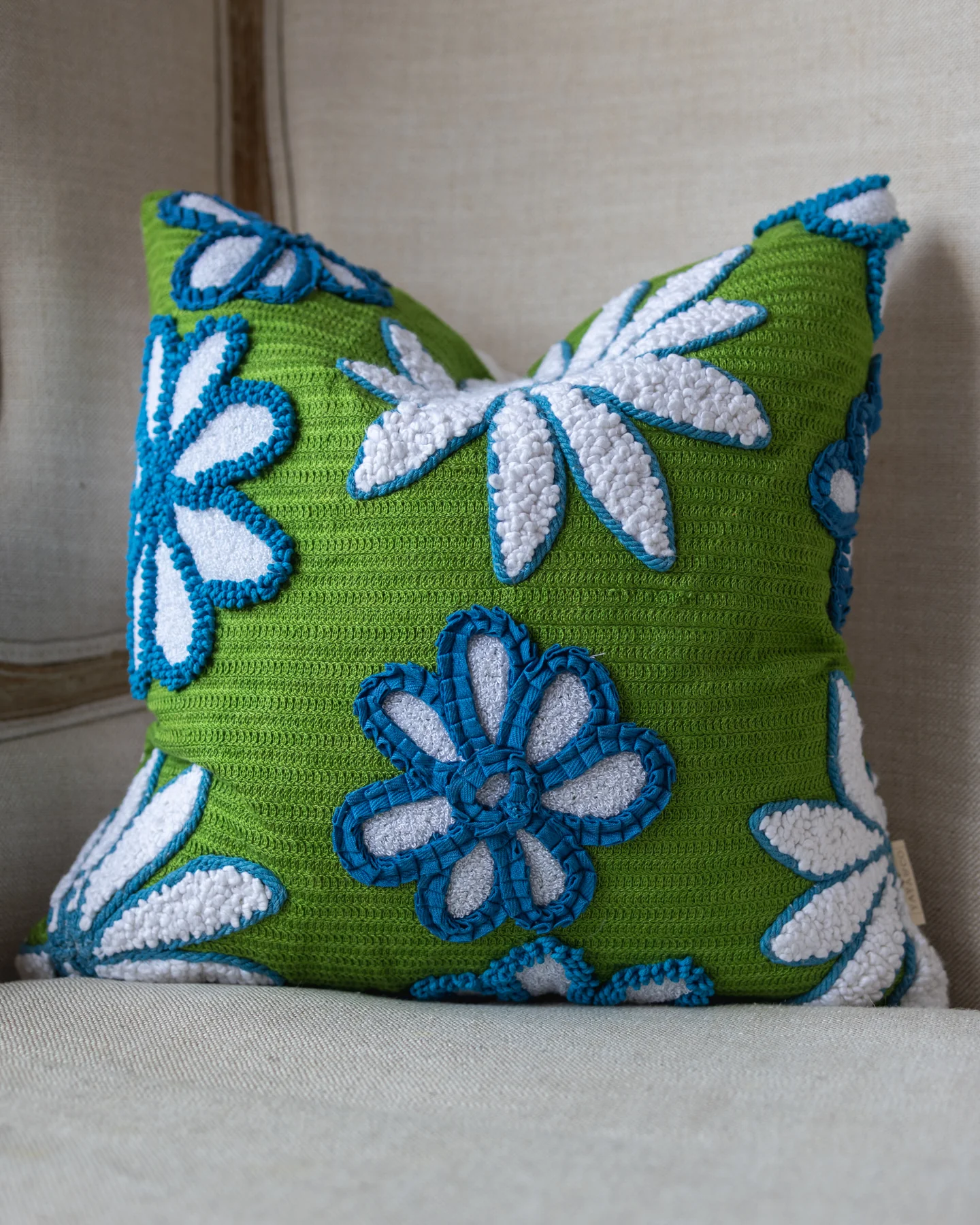 Ashley Organic Cotton Flower Throw Pillow - Image 3