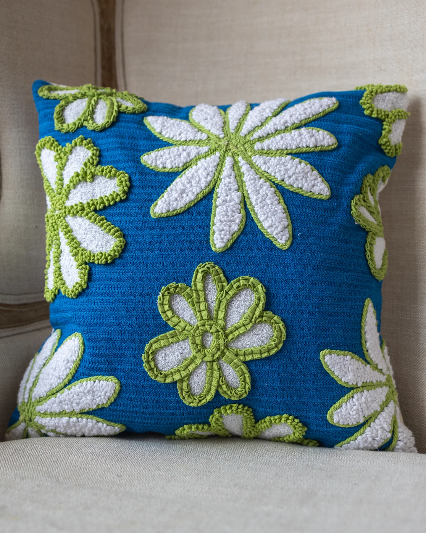 Ashley Organic Cotton Flower Throw Pillow - Image 6