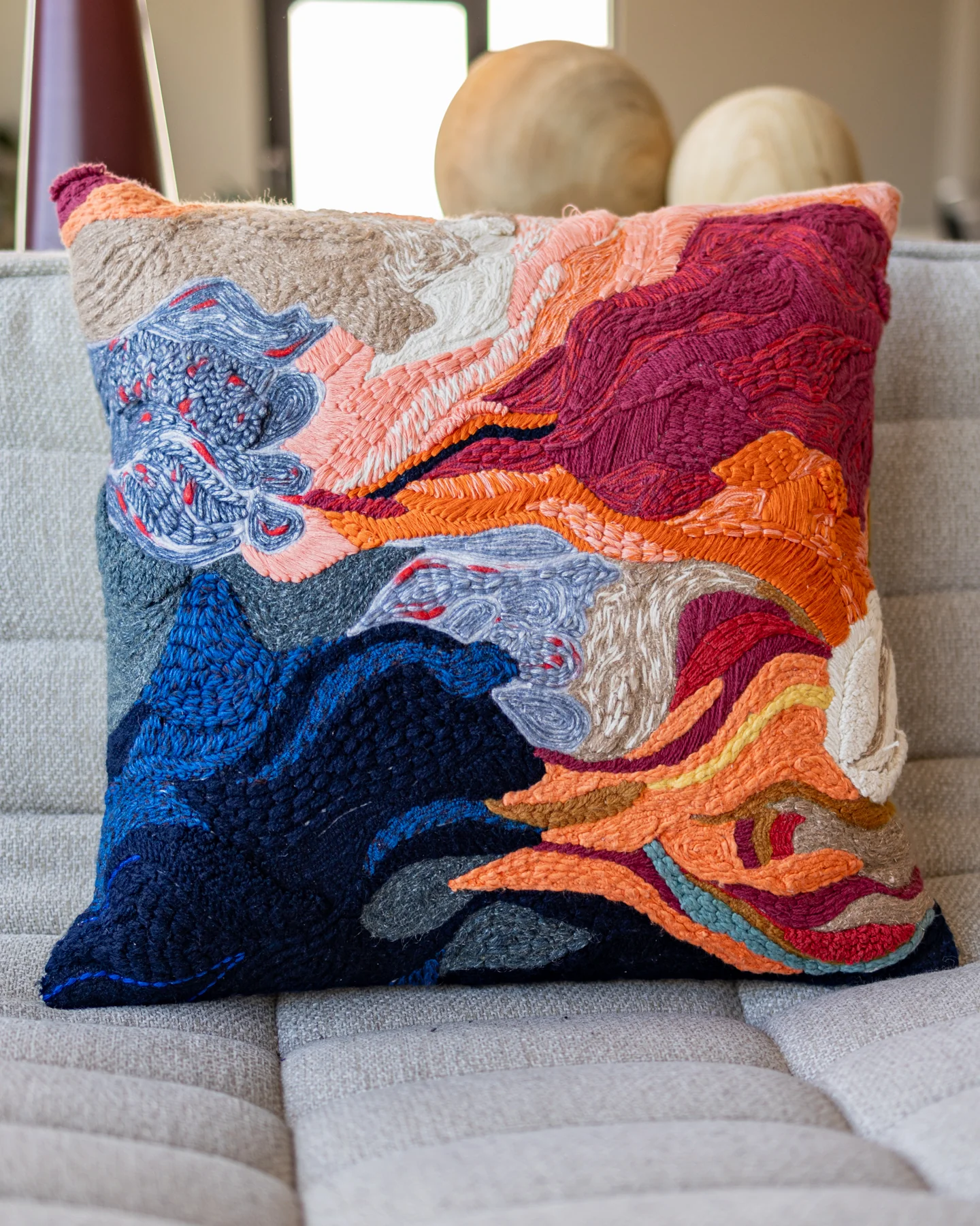 Aura Organic Cotton Abstract Throw Pillow - Image 3