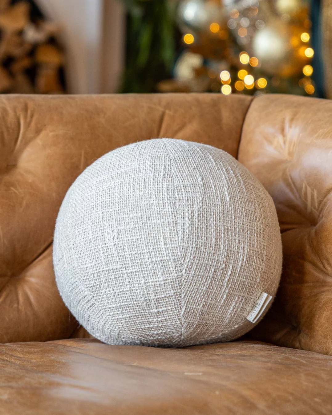 Coda Organic Slub Knit Cotton Round Pillow - Image 3