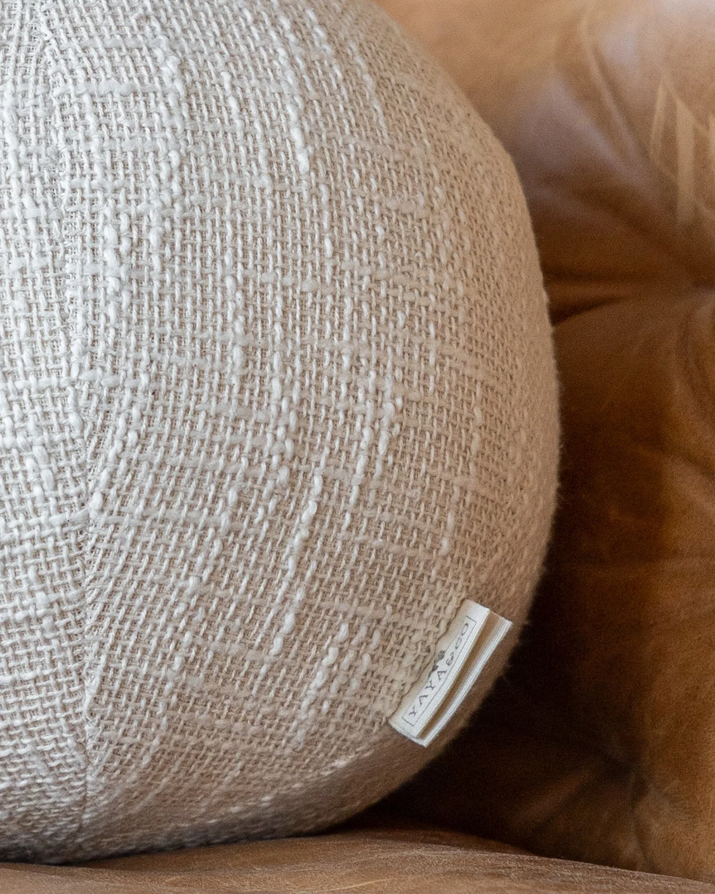 Coda Organic Slub Knit Cotton Round Pillow - Image 4