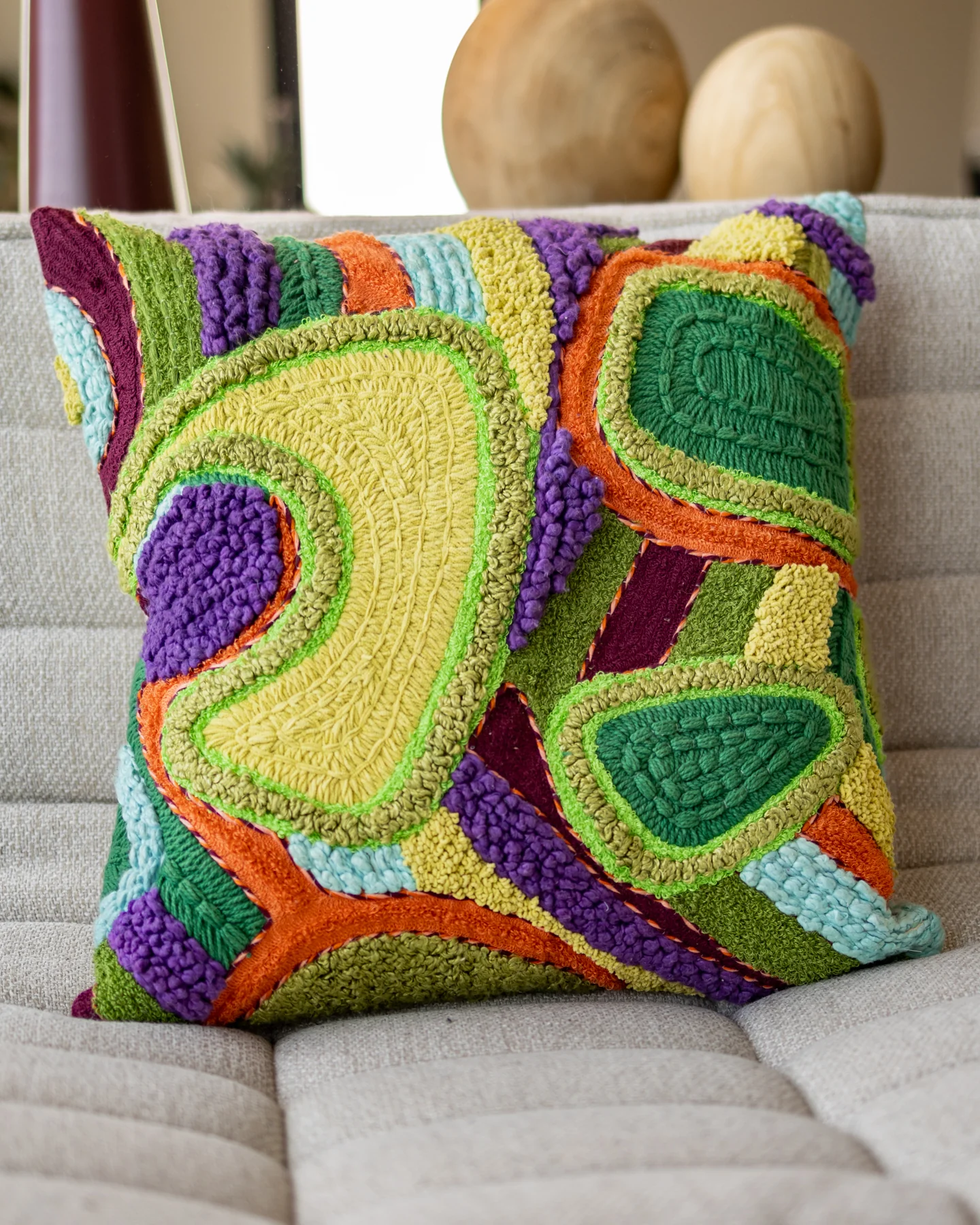 Devin Organic Cotton Abstract Throw Pillow - Image 2
