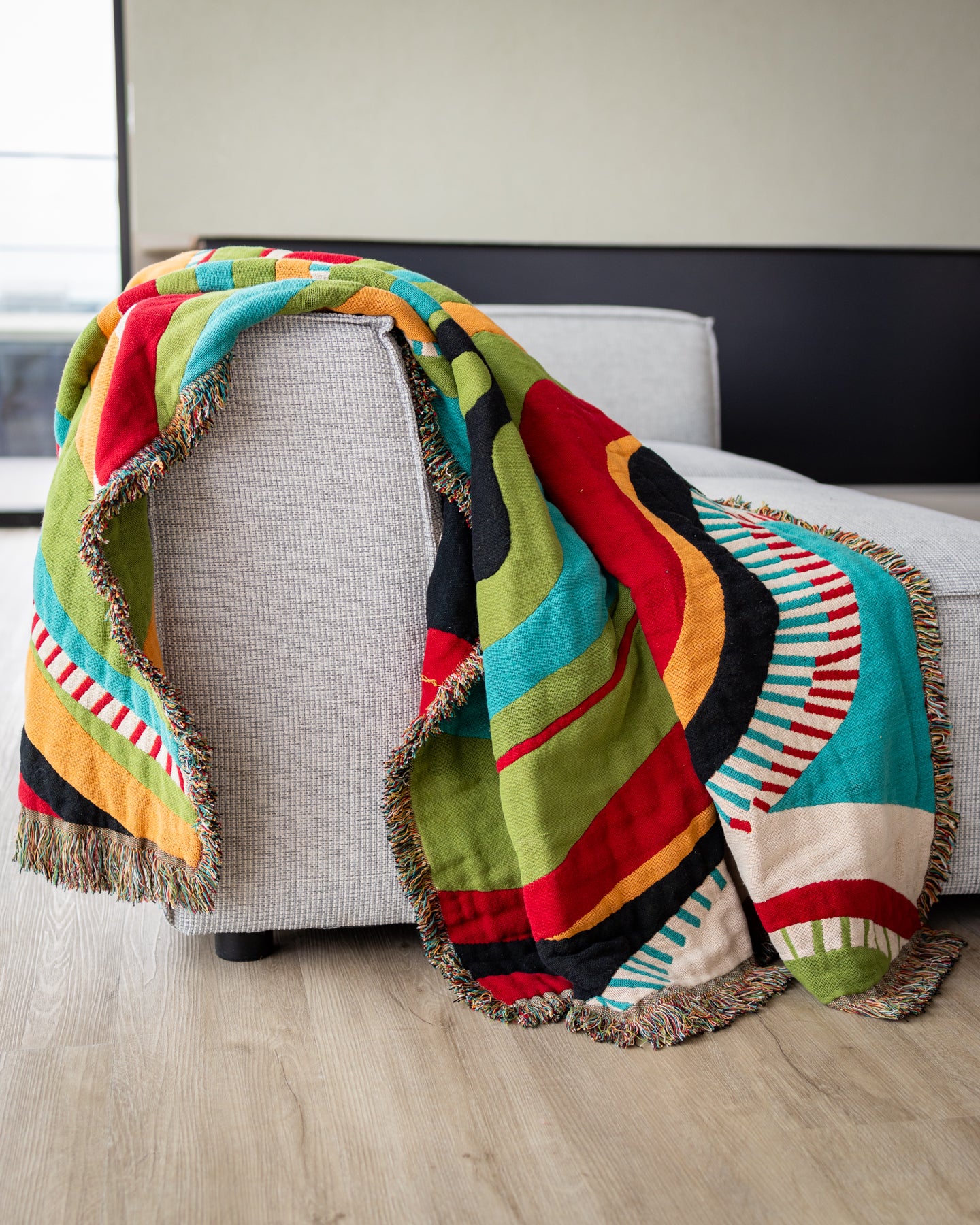 Echo Abstract Organic Cotton Tapestry Throw Blanket - Image 3
