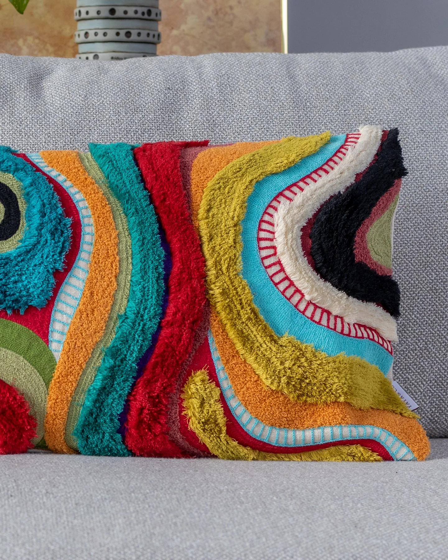 Echo Organic Cotton Abstract Lumbar Pillow - Image 6