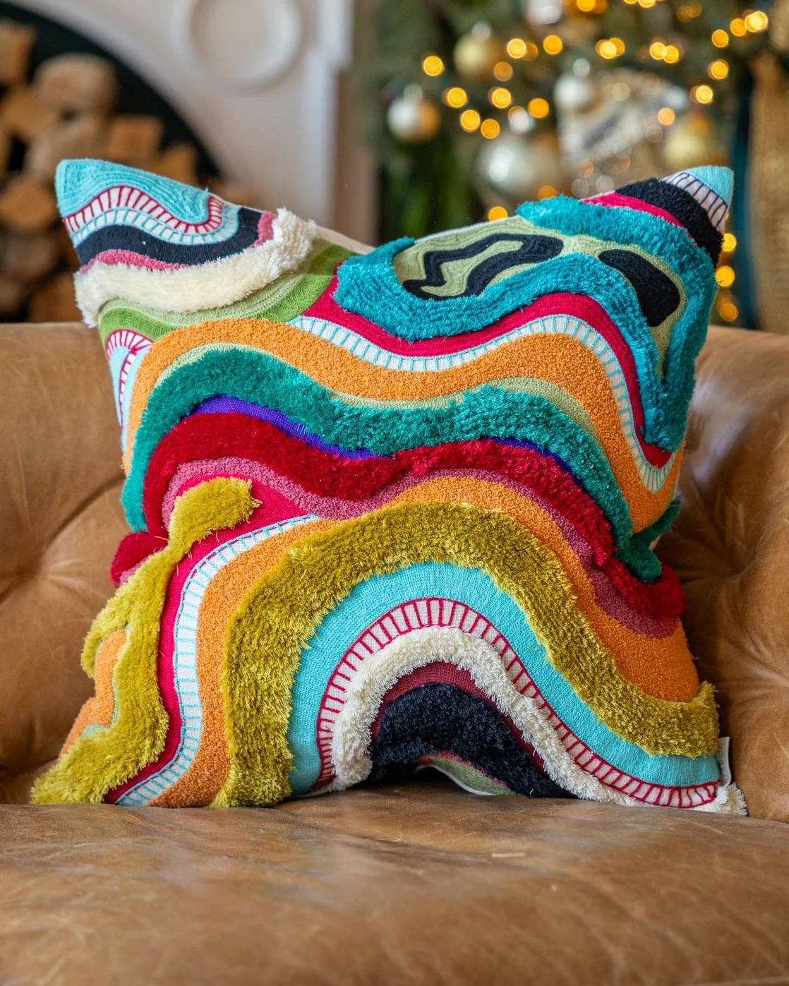 Echo Organic Cotton Abstract Throw Pillow - Image 5