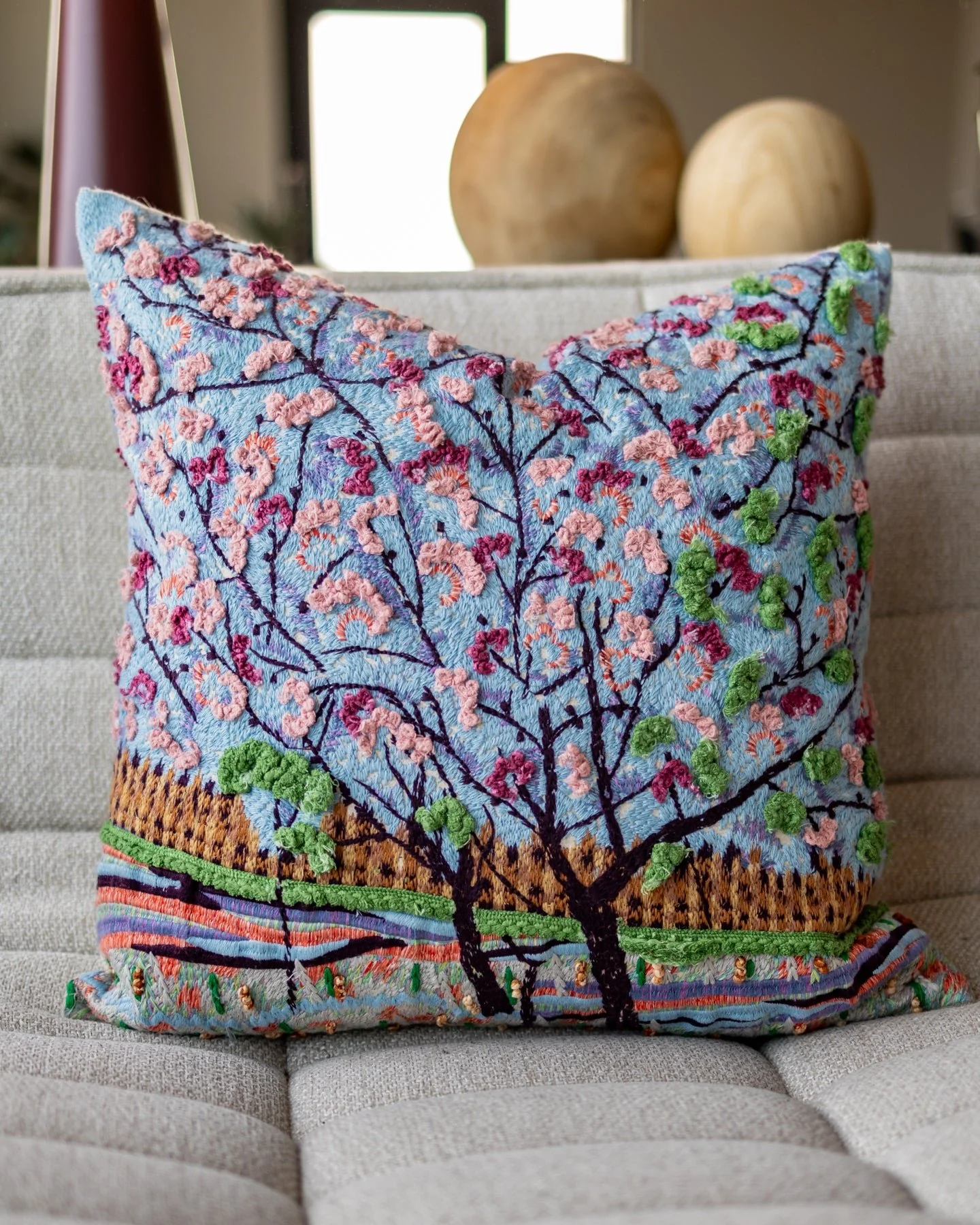 Elise Organic Cotton Floral Throw Pillow - Image 3