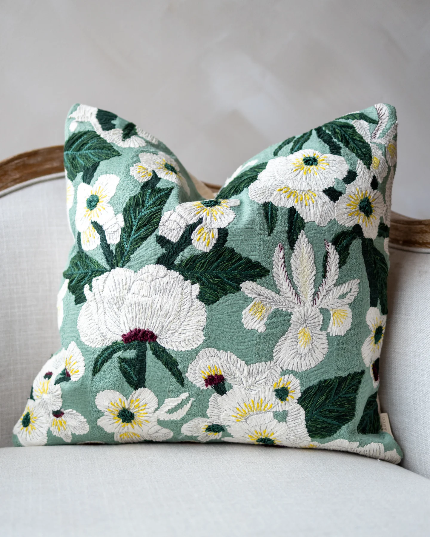 Everly Organic Cotton Floral Throw Pillow