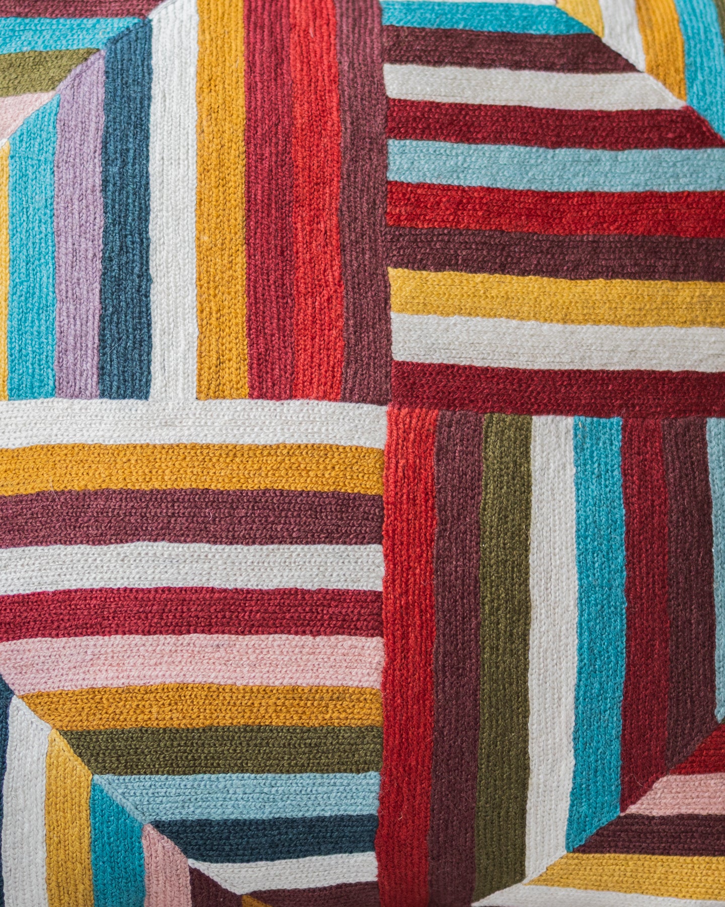 Gwen Embroidered Organic Cotton Geometric Throw Pillow - Image 2