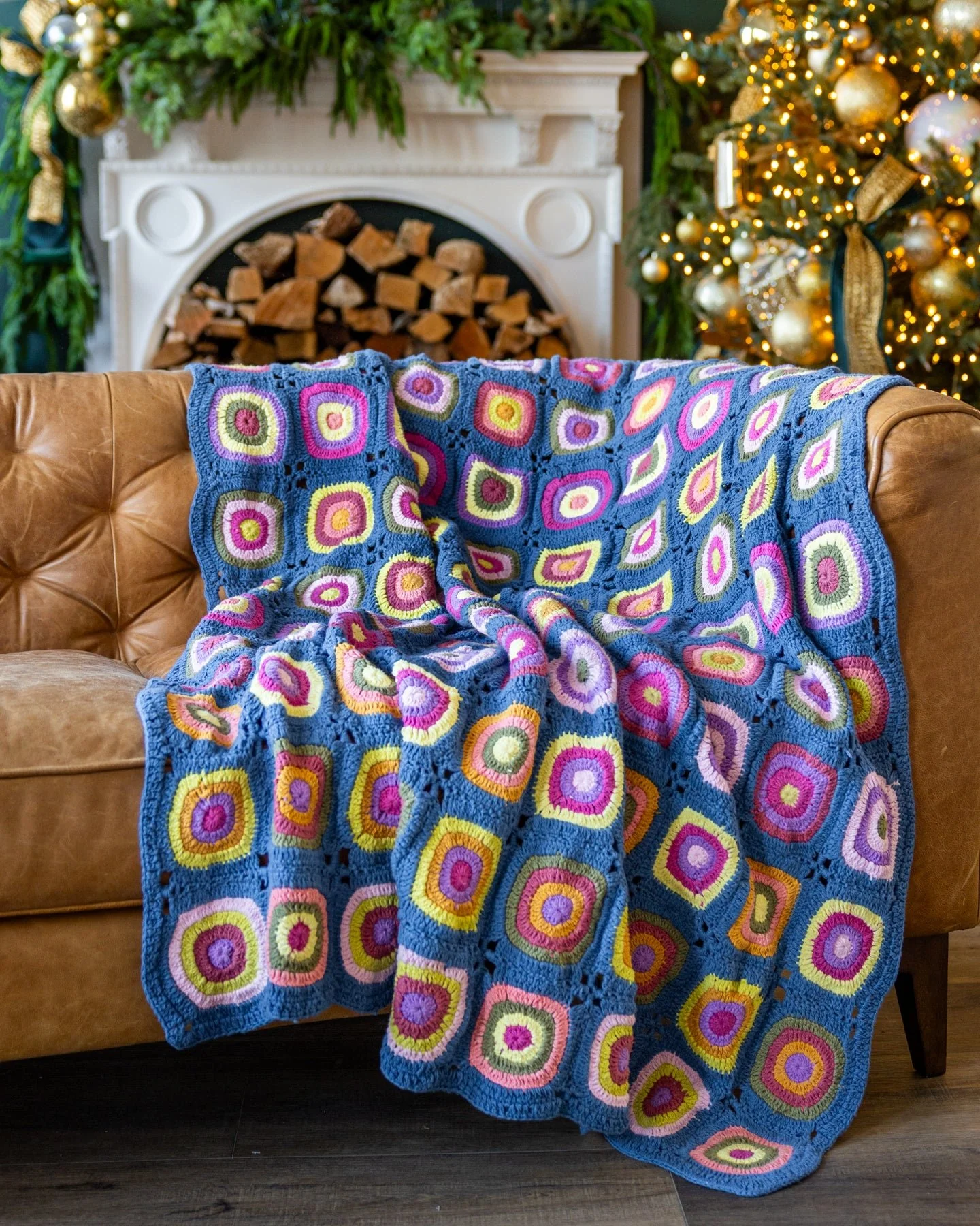 Jacie Organic Cotton Granny Square Crochet Throw Blanket - Image 4