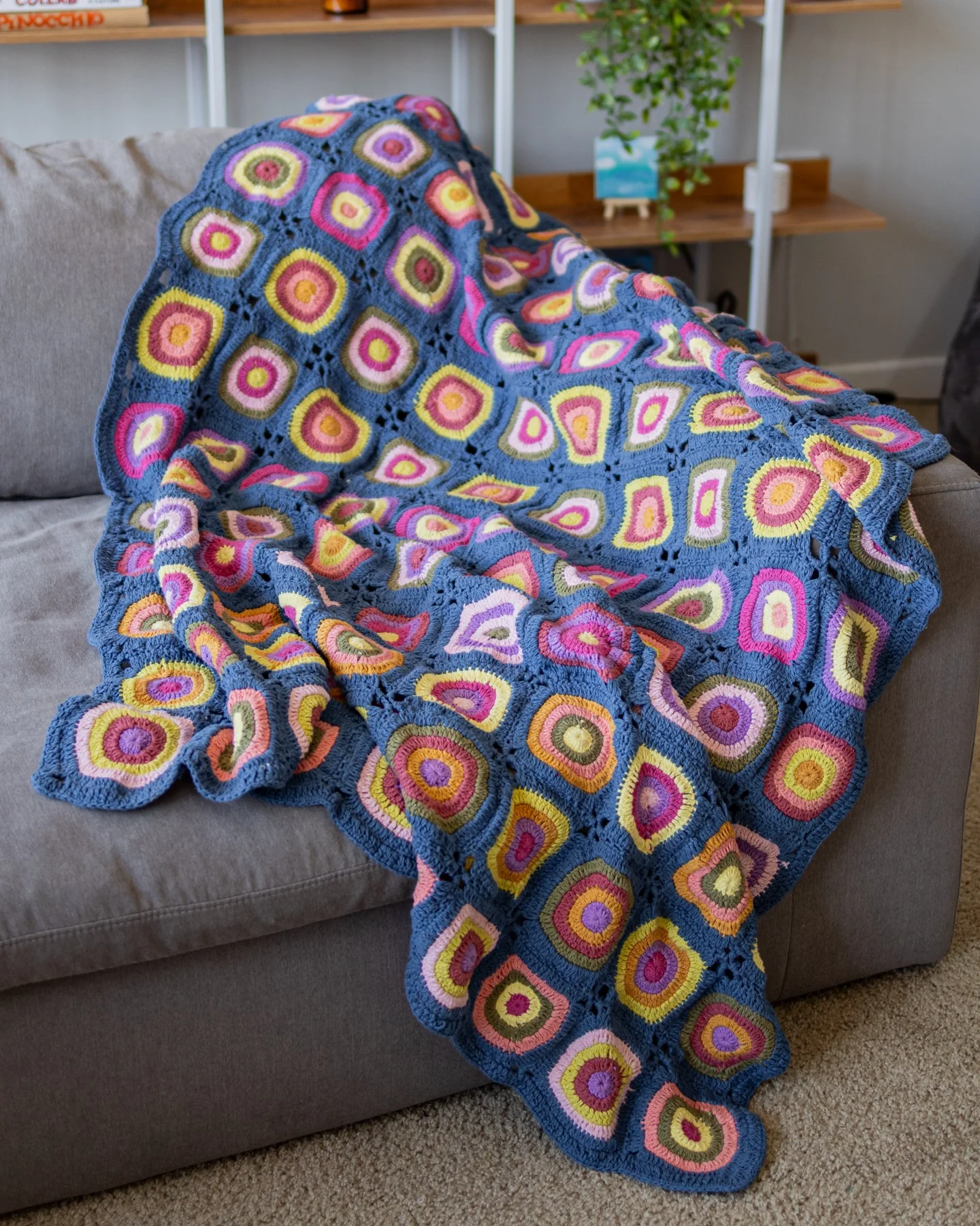 Jacie Organic Cotton Granny Square Crochet Throw Blanket - Image 5