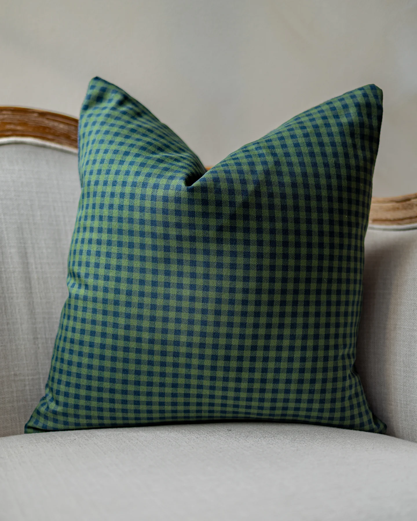 James Navy & Green Gingham Throw Pillow