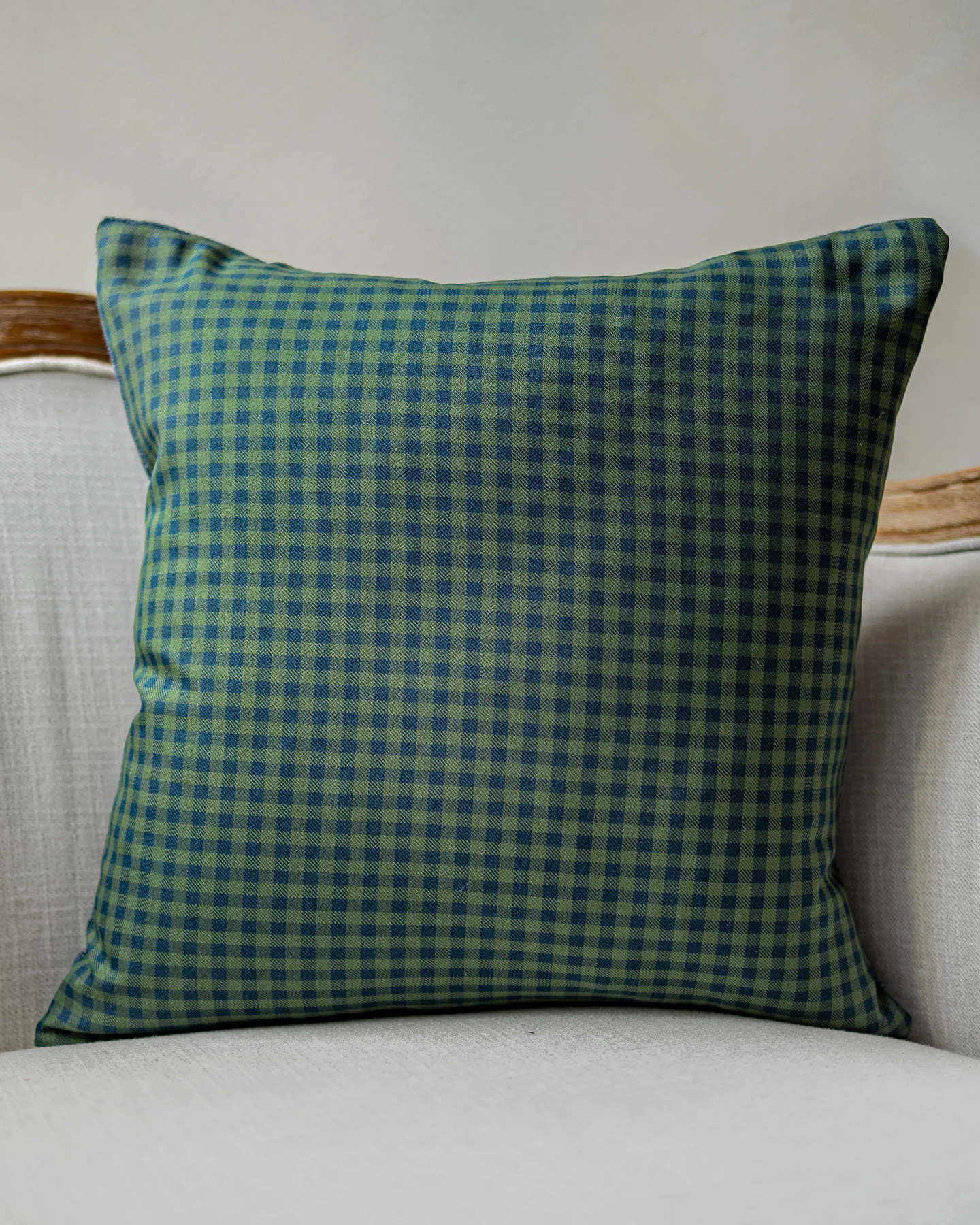 James Navy & Green Gingham Throw Pillow - Image 2