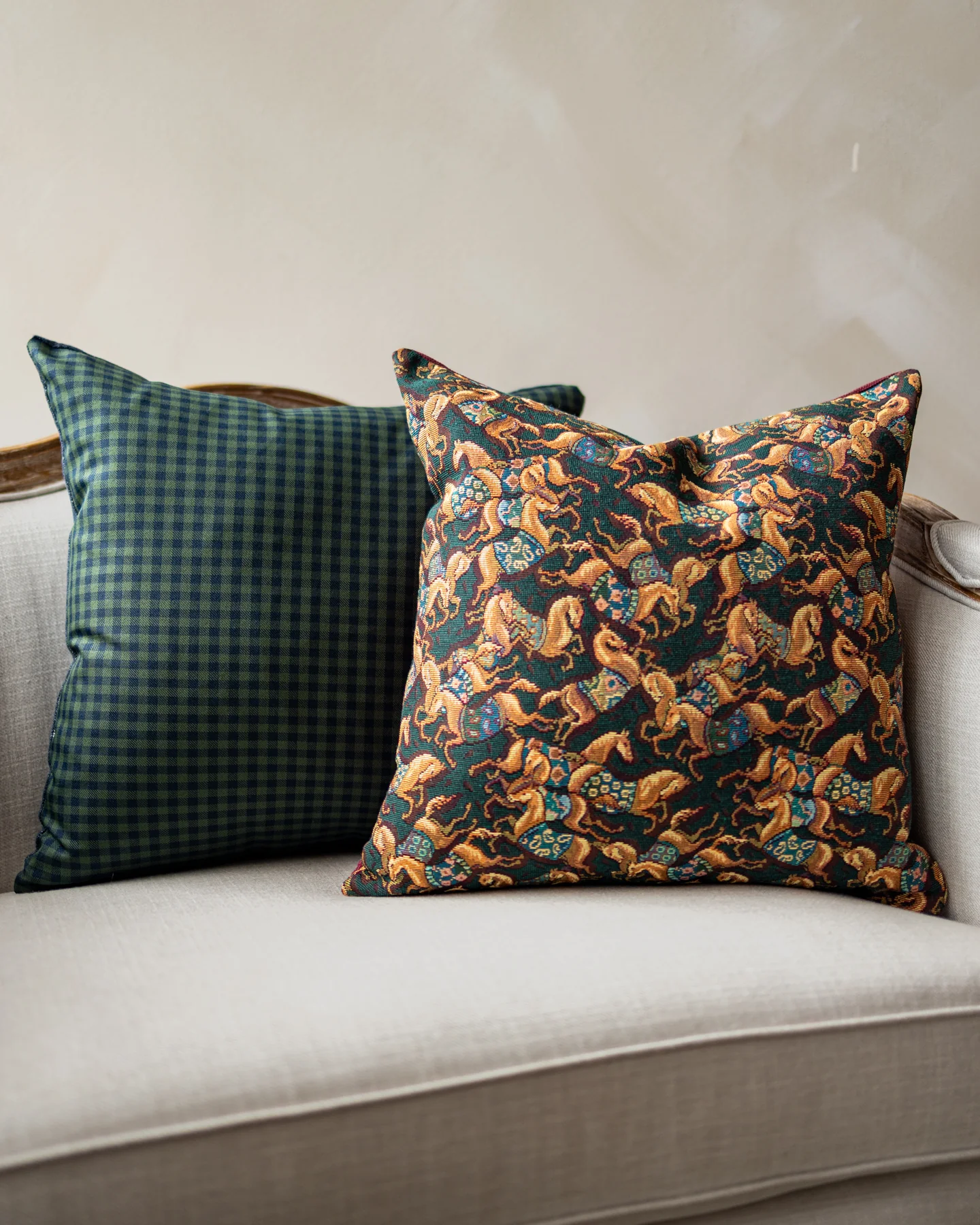 James Navy & Green Gingham Throw Pillow - Image 4