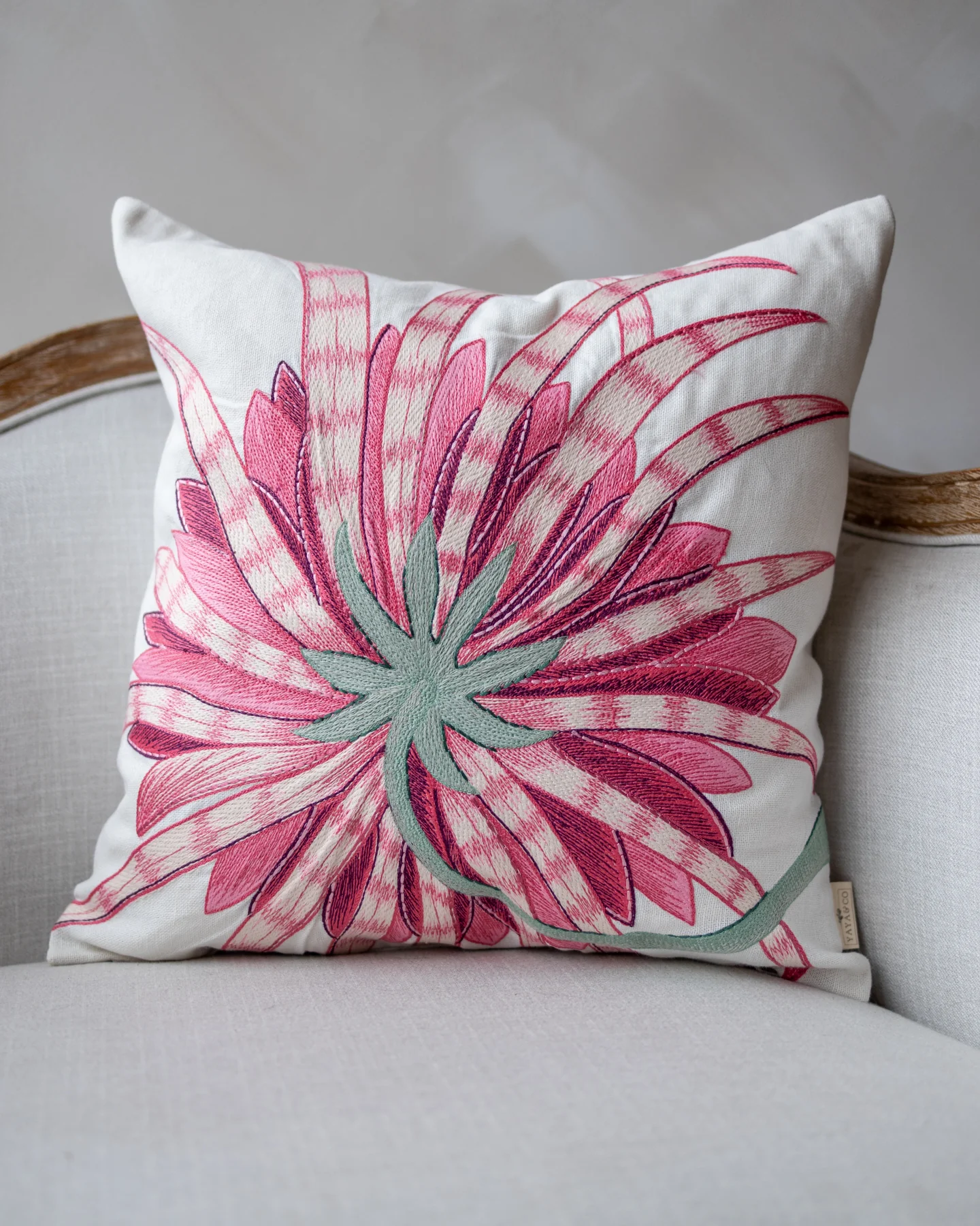 Kiera Linen Embroidered Throw Pillow