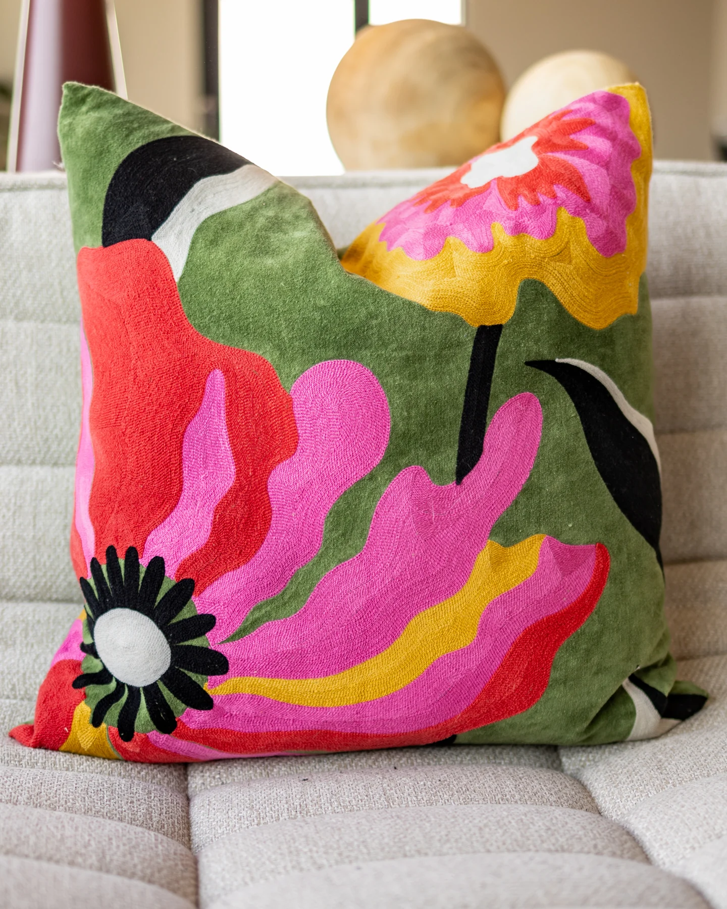 Lennon Organic Cotton Velvet Throw Pillow