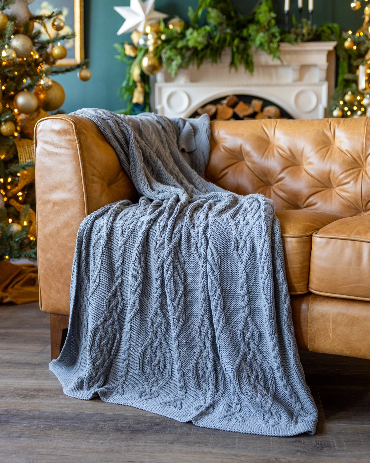 Lennox Organic Cotton Cable Knit Throw Blanket - Image 3