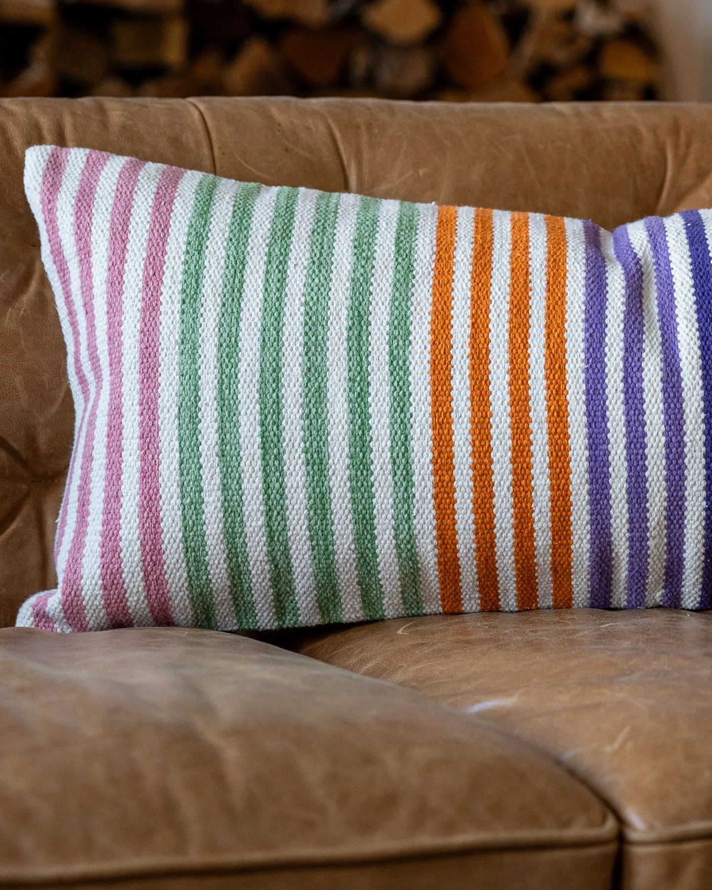 Madden Organic Cotton Striped Lumbar Pillow - Image 3