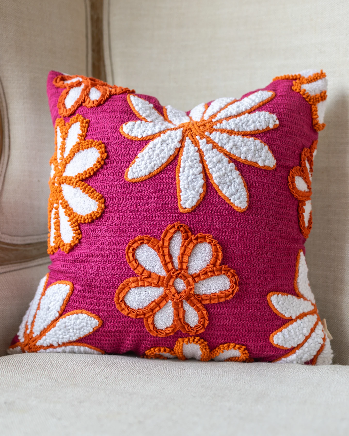 Ashley Organic Cotton Flower Throw Pillow - Image 4