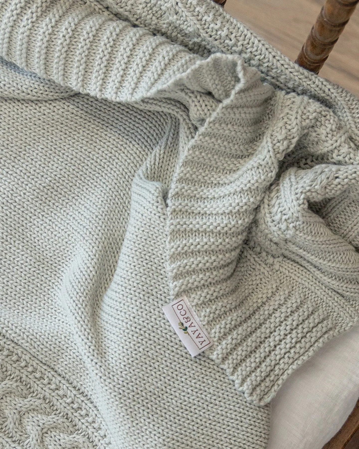 Petal Baby and Kids Organic Cotton Cable Knit Throw Blanket - Image 8