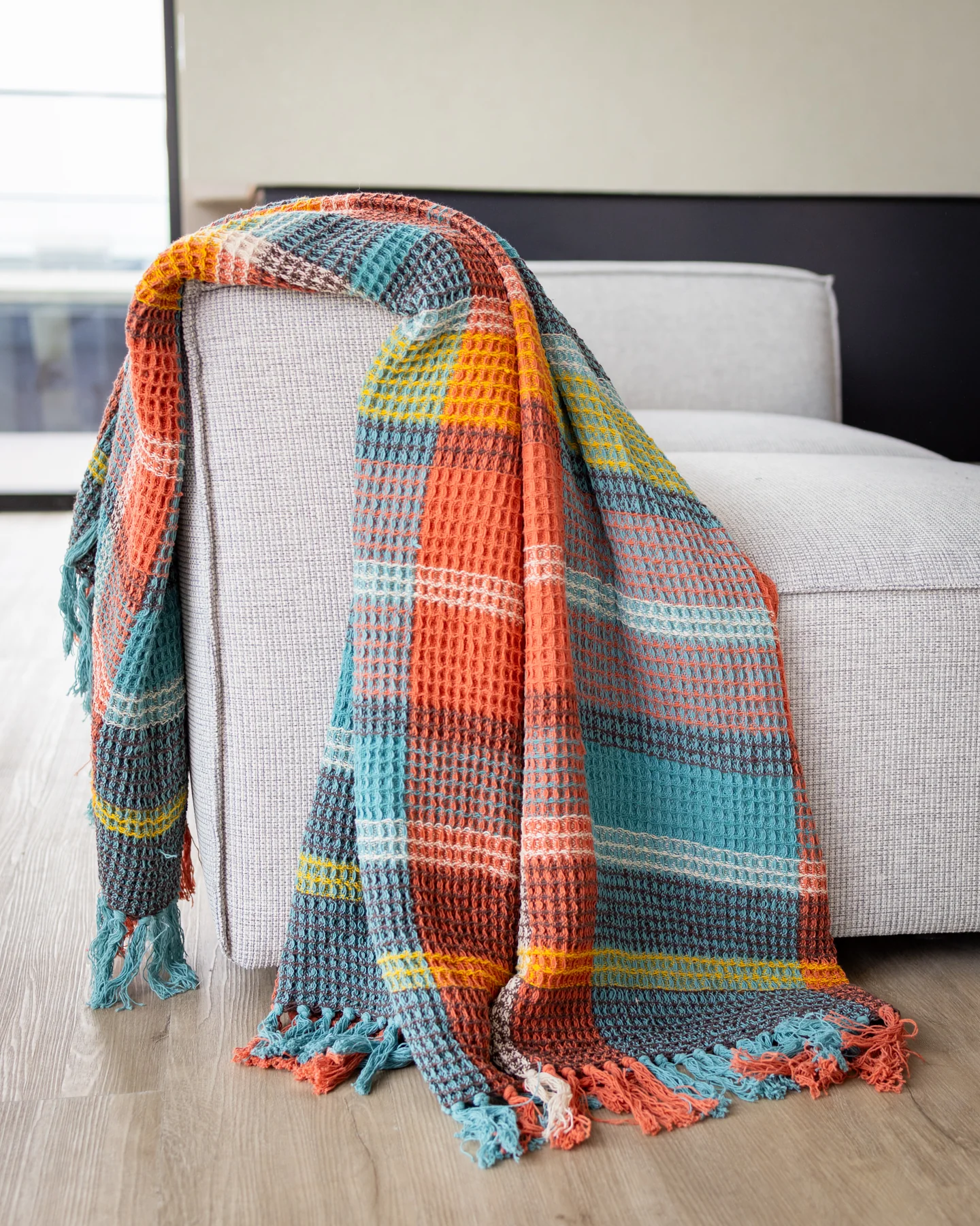 Pia Organic Cotton Waffle Knit Throw Blanket - Image 2