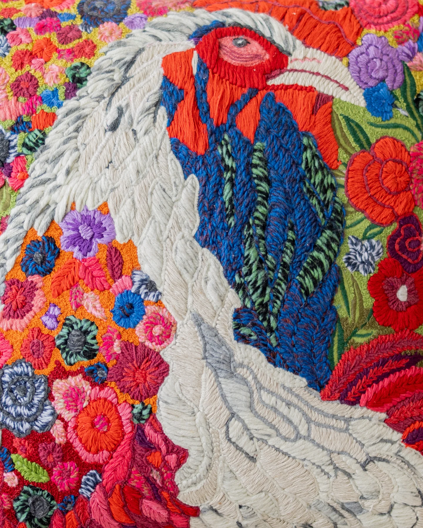 Rebel Organic Cotton Rooster Embroidered Throw Pillow - Image 2