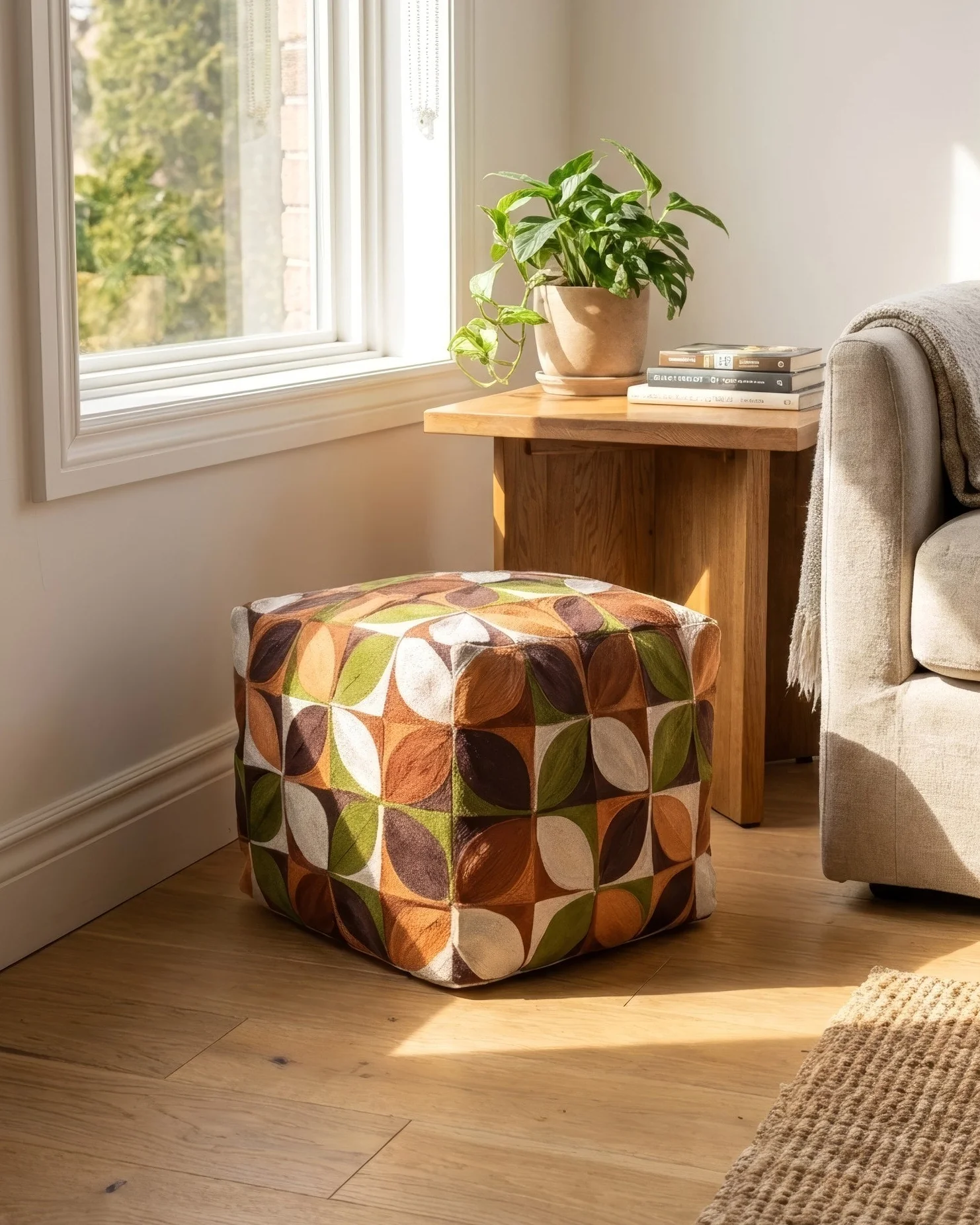 Reese Organic Cotton Abstract Pouf