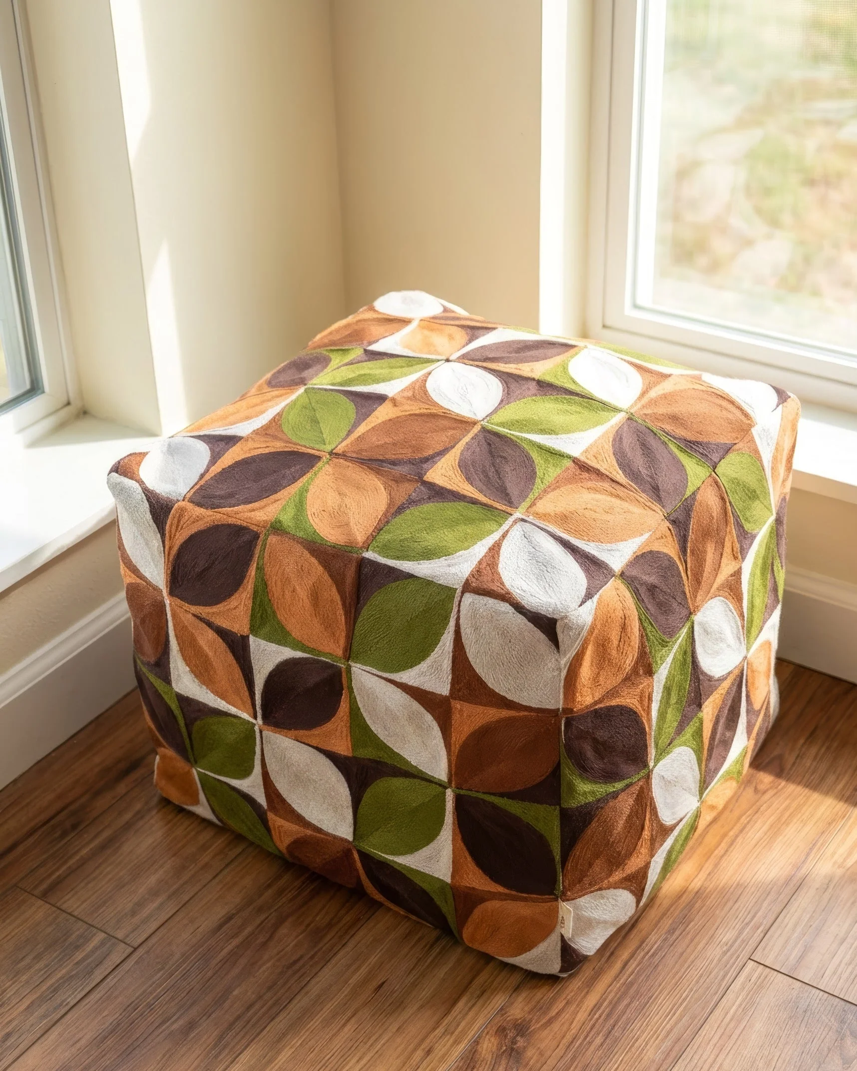 Reese Organic Cotton Abstract Pouf - Image 2